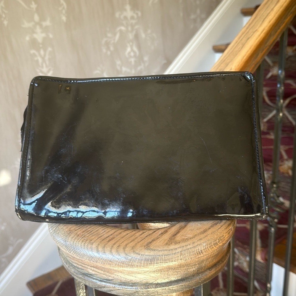 VALERIE BARAD ladies, black patent, leather clutch preowned good condition - Picture 8 of 15